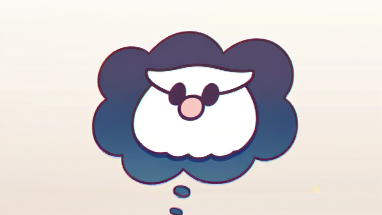 beautiful anime girl diligently typing on a laptop, a thought bubble above her head with an email icon