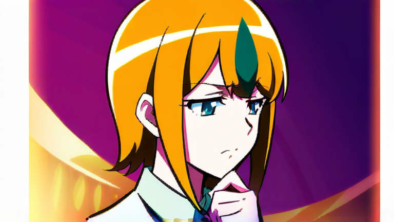 beautiful anime girl looking troubled, thinking pose, holding a credit card