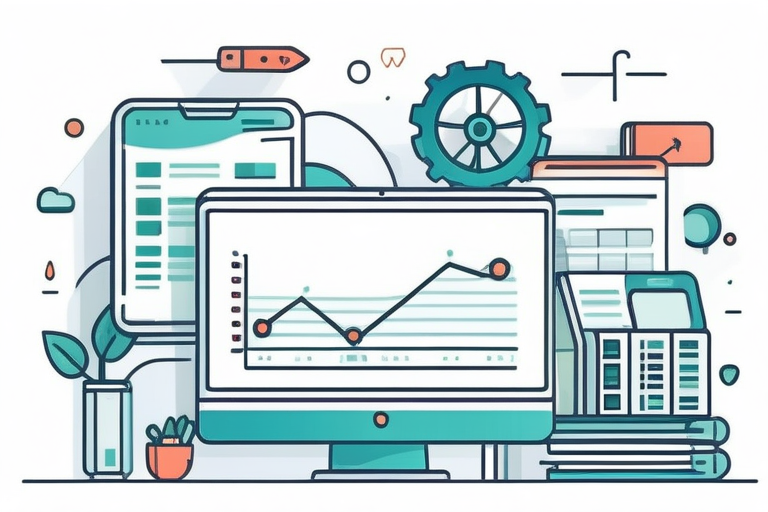 A conceptual image showing data flowing automatically from a donation website to accounting software and a household budget app, with gears and arrows indicating automation and efficiency.