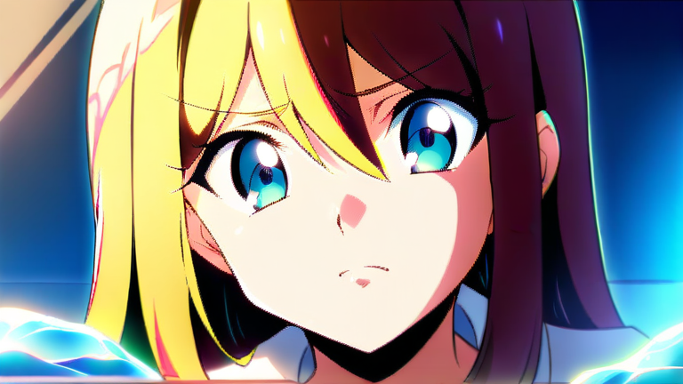 cute anime girl looking troubled, surrounded by overflowing frozen food, trying to close a freezer door