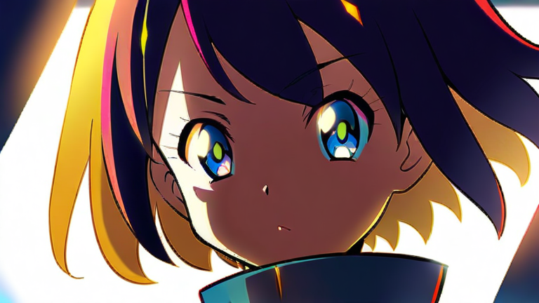 cute anime girl holding a calculator and a pen, looking a bit confused but determined