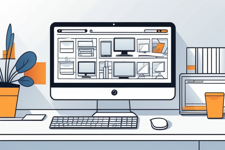 A user looking frustrated at a computer screen filled with many small, unorganized product images, representing the difficulty of finding specific items on a cluttered e-commerce site.