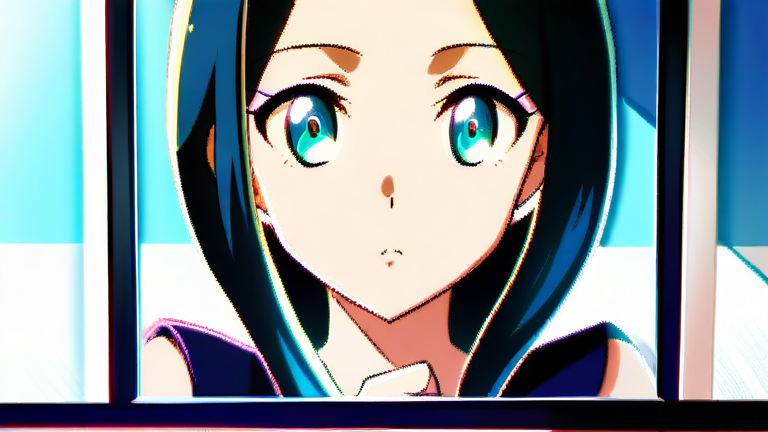 beautiful anime girl looking troubled, thinking pose, holding a credit card