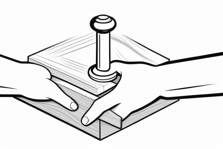 A detailed close-up shot of a craftsman's hands working on a piece of wooden furniture, with traditional tools and wood shavings visible. Emphasis on skilled craftsmanship and natural materials.