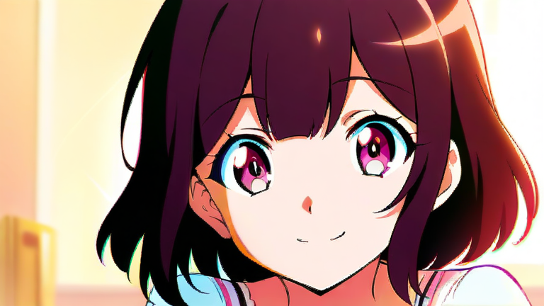 cute anime girl holding a gift box, smiling happily, with a calendar in the background