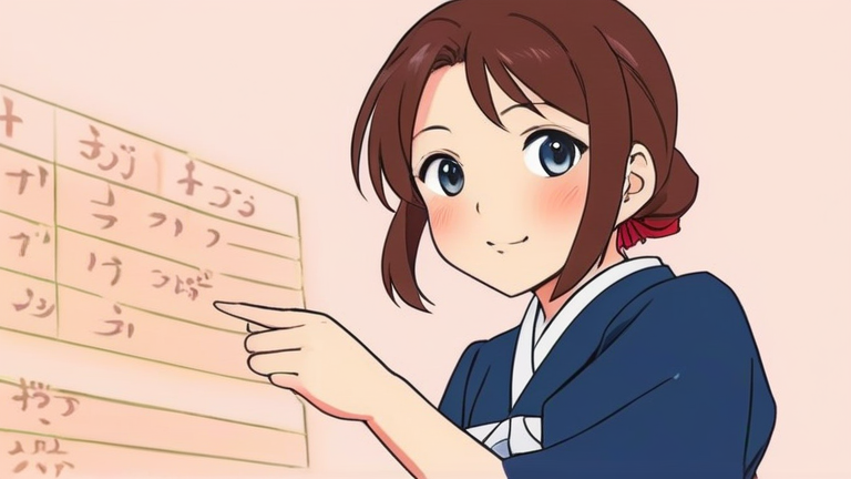 cute anime girl confidently pointing to a flowchart about crab peeling
