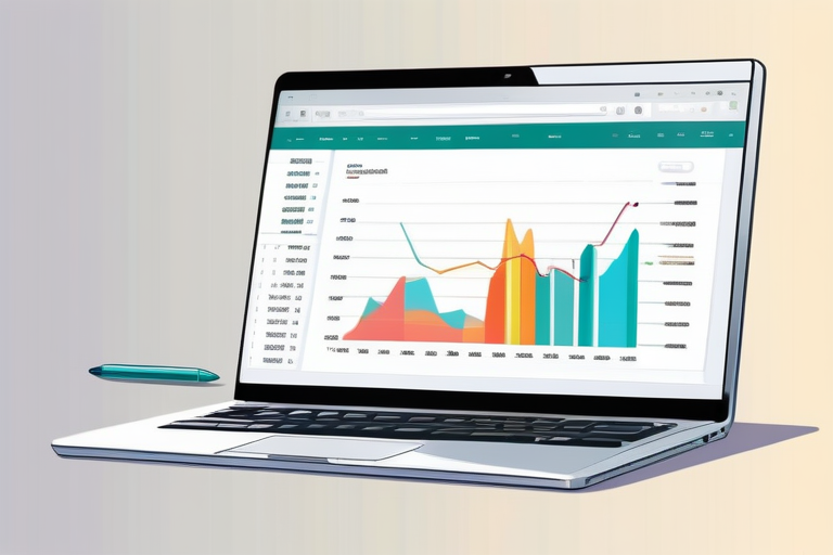 A person using a laptop with various financial charts and graphs on the screen, illustrating the complexity of tax filing made easier by software. In the background, a digital representation of flowing data streams.