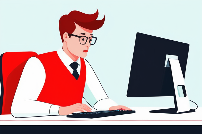 CSVエラーが発生し、データが赤く表示されている画面のイラスト。困った表情の経理担当者がPCを見ている。