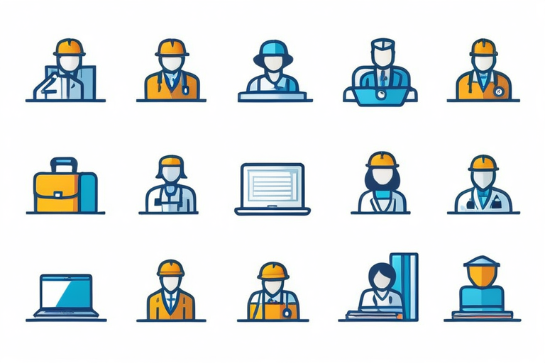 Two distinct groups of people, one representing a general recruitment agency with diverse roles, and another representing an IT-specialized agency with laptops and tech symbols, suggesting a comparison.