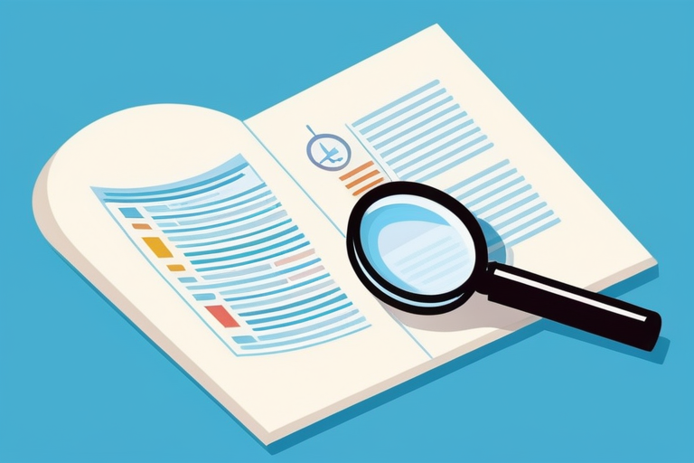 AI-OCR processing old receipts, showing data extraction and categorization with a magnifying glass icon