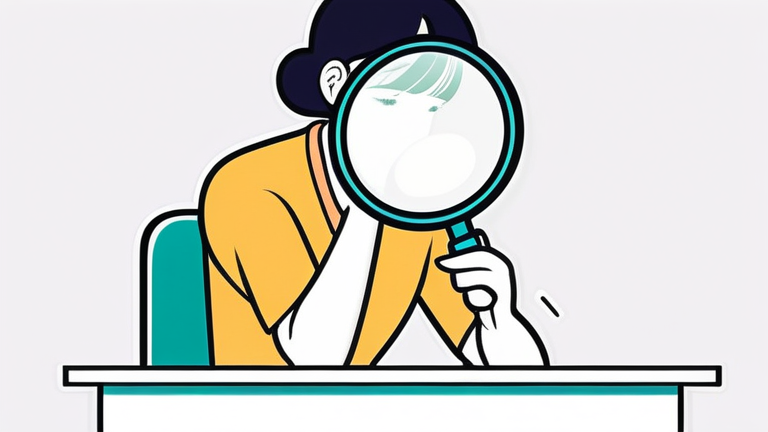 A thoughtful anime girl looking at a complex contract with a magnifying glass, with a slightly worried but determined expression.