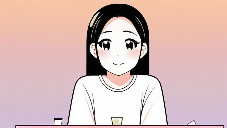 A young woman with a thoughtful expression, looking at a price list for a beauty salon, feeling a mix of hope and anxiety. She is surrounded by soft, inviting light.