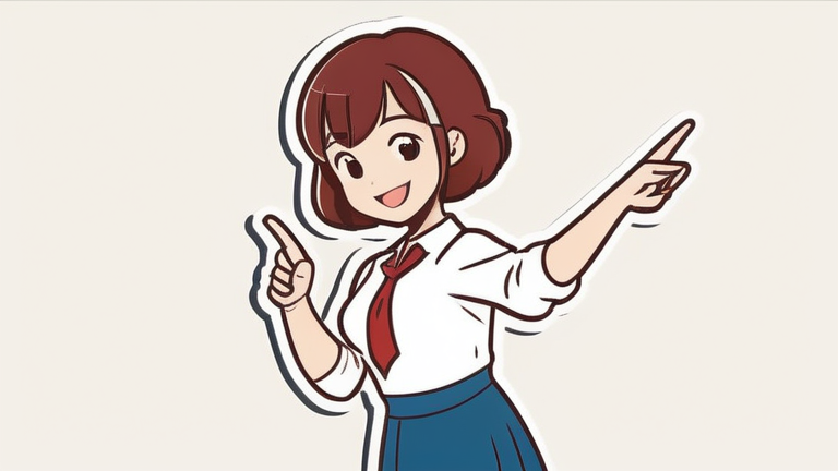 A cheerful young woman pointing to a comparison chart, looking confident and helpful.