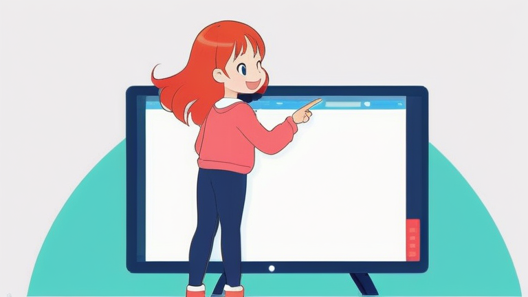 A smiling young woman pointing confidently at a comparison table on a screen, with a checkmark icon next to her.