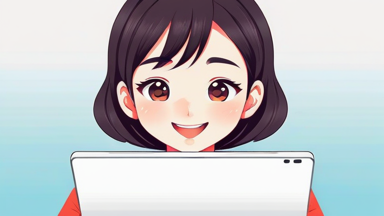 A cheerful female character pointing at a computer screen with a graph showing increasing savings, looking confident and helpful.