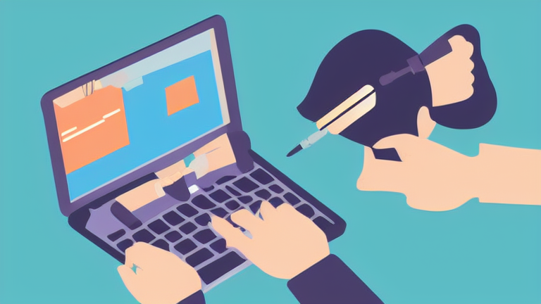 A person researching online reviews on a laptop with a magnifying glass over the word "Bysell"